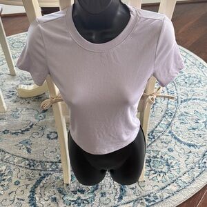 SHEIN Lilac Ribbed Crop Top with Tie Sides